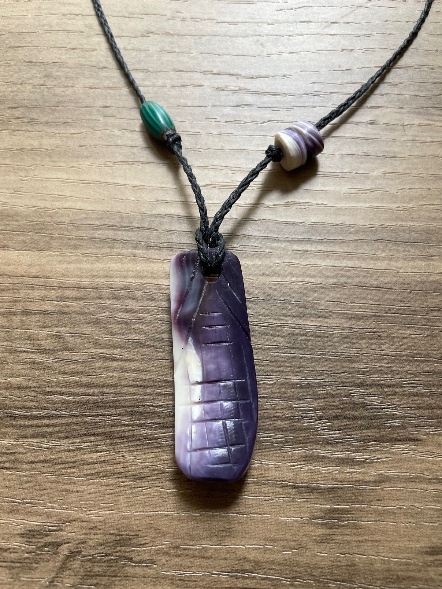 Green Corn Purple Wampum Necklace