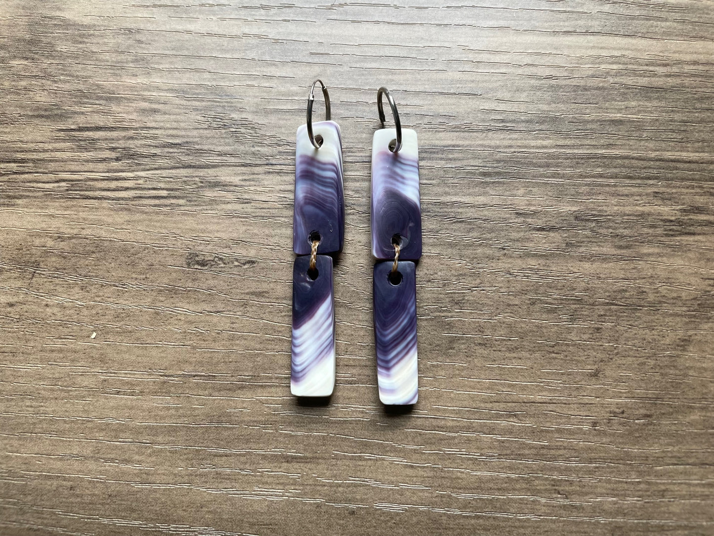 2-Tier Narrow Wampum Tag Earrings