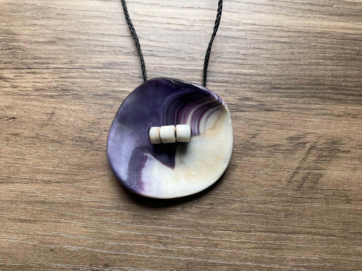 Thick Organic Sun Disc Wampum Necklace