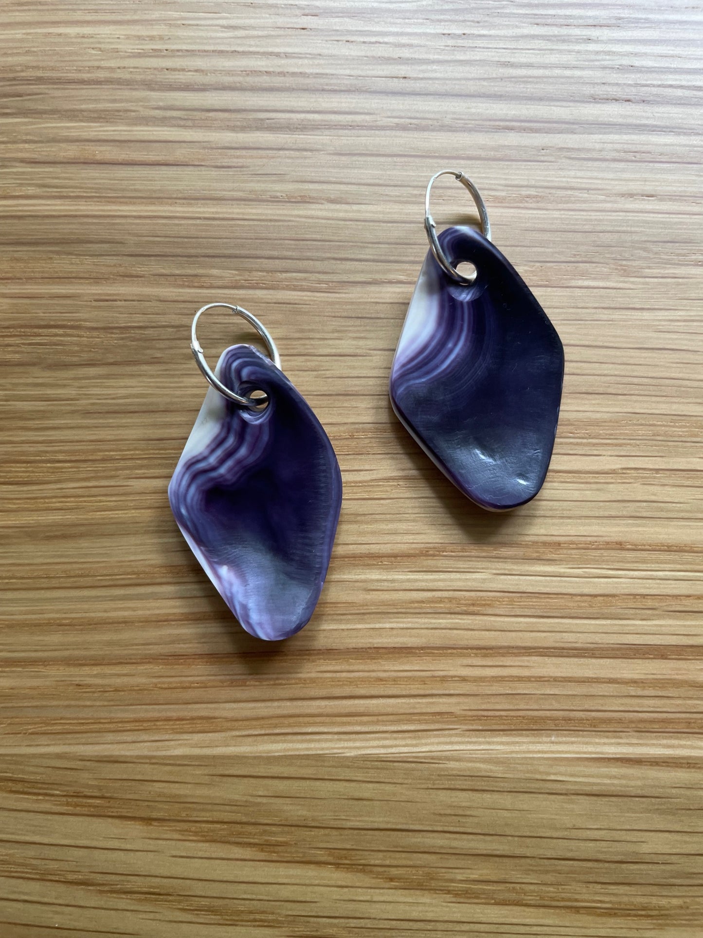 Young Faces Deep Purple Wampum Earrings