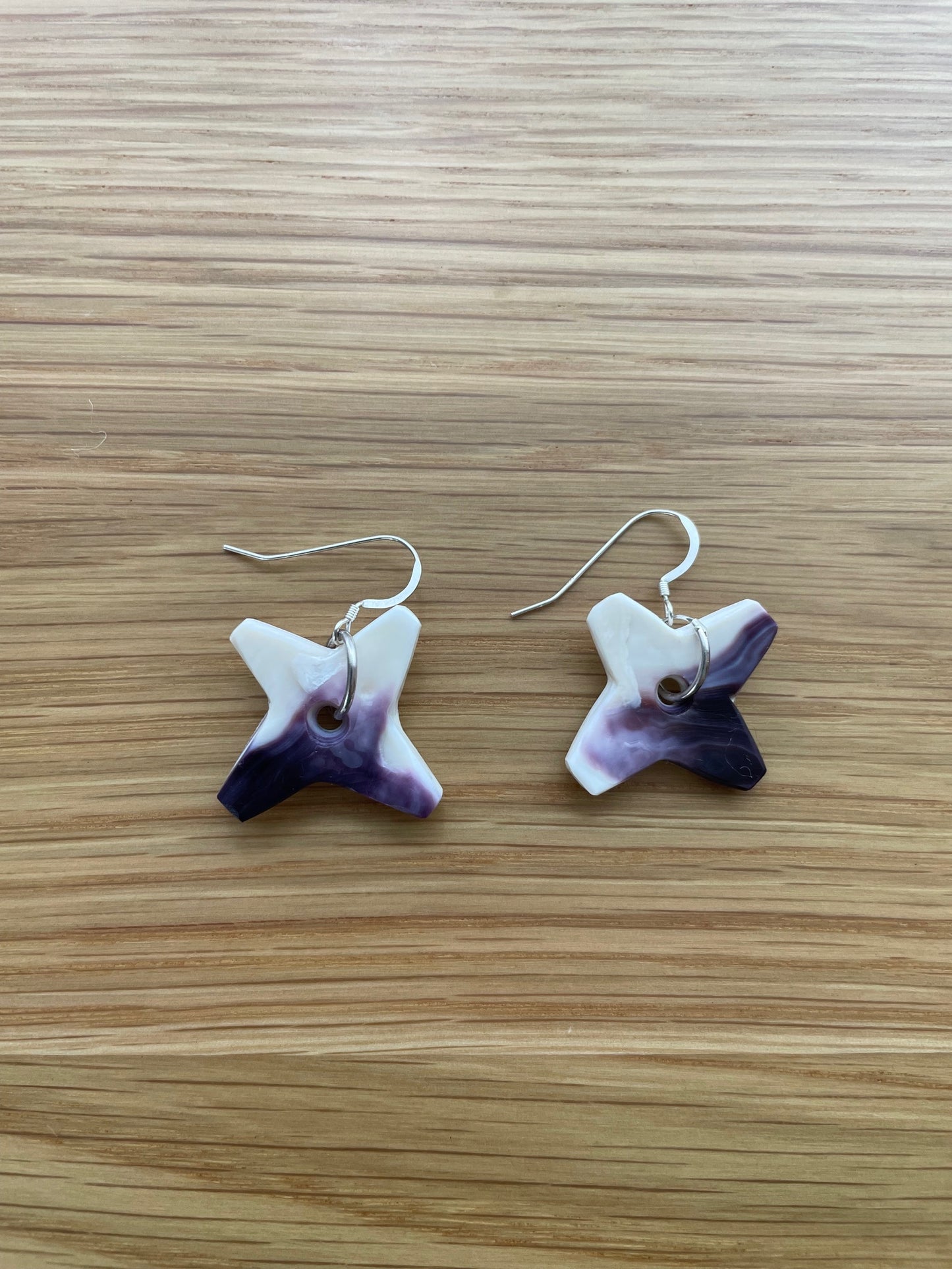 Large Evening Star I Wampum Earrings