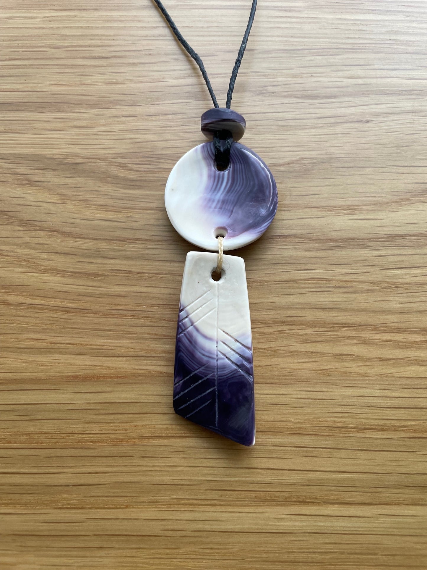 Moon and Duck Plumage Wampum Necklace