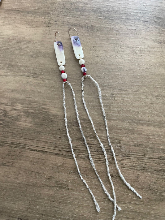 Gathering Knowledge Wampum and Milkweed Earrings