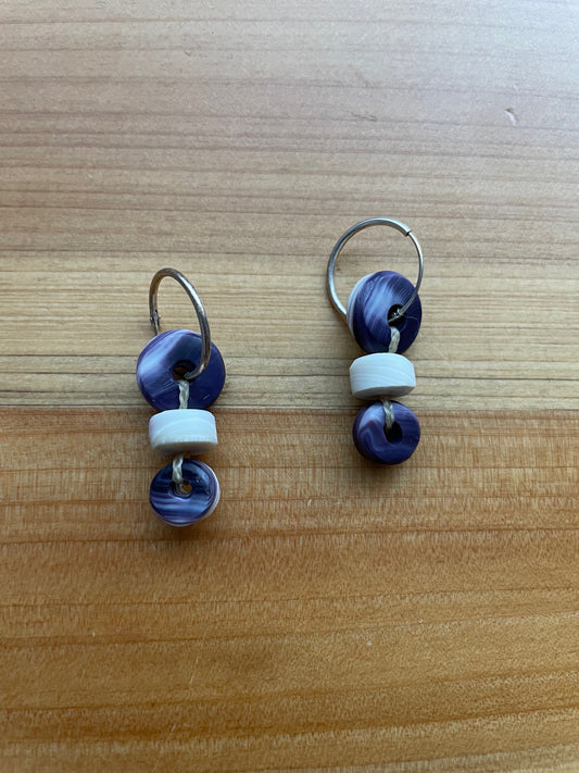 Deep Purple Wampum Drop Earrings