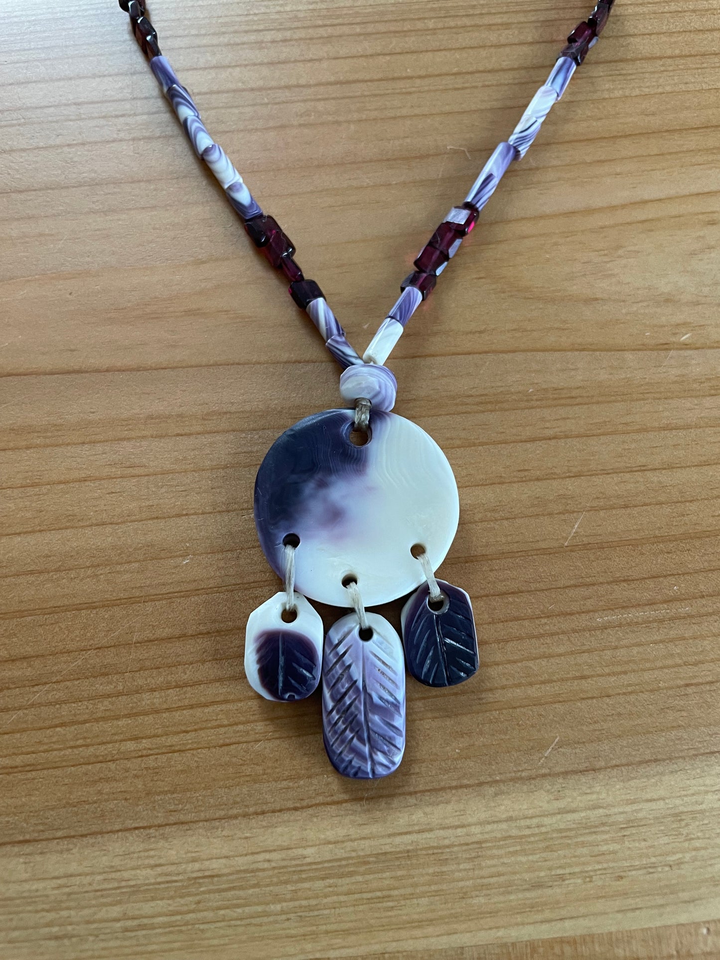 Moon Shield and Feathers Necklace