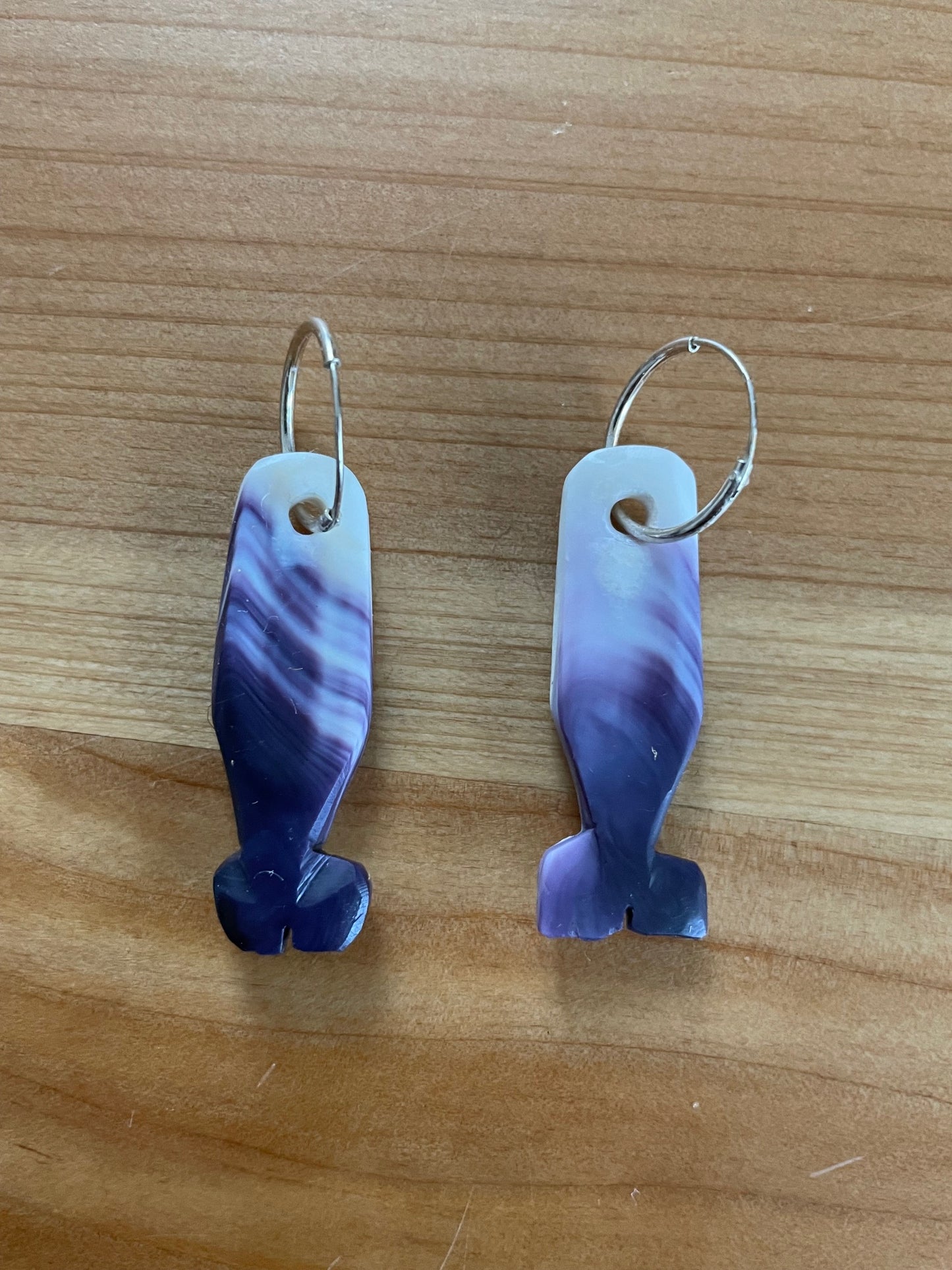 Pootapuh/Whale wampum earrings