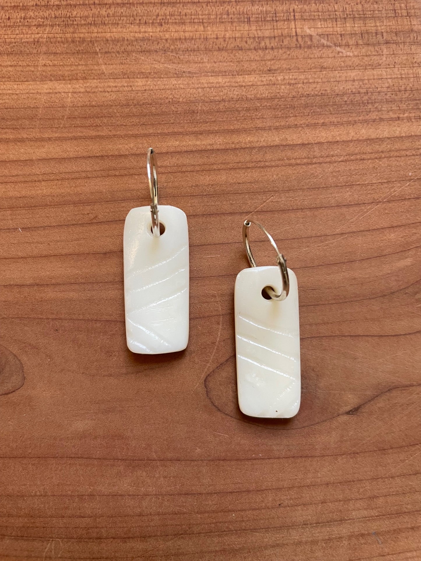 Pathways White Wampum Earrings