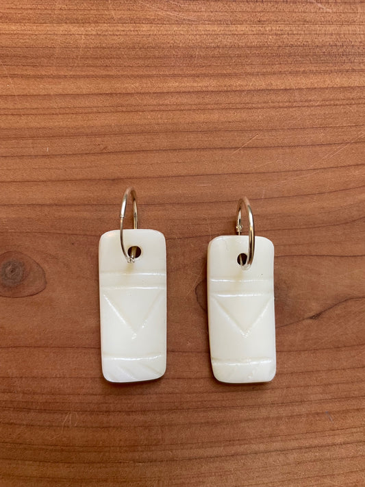 Arrows of Time White Wampum Earrings