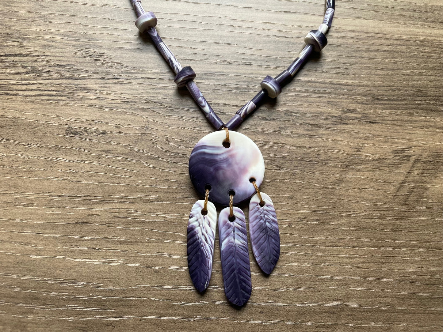 Wampum Shield and Feather Necklace