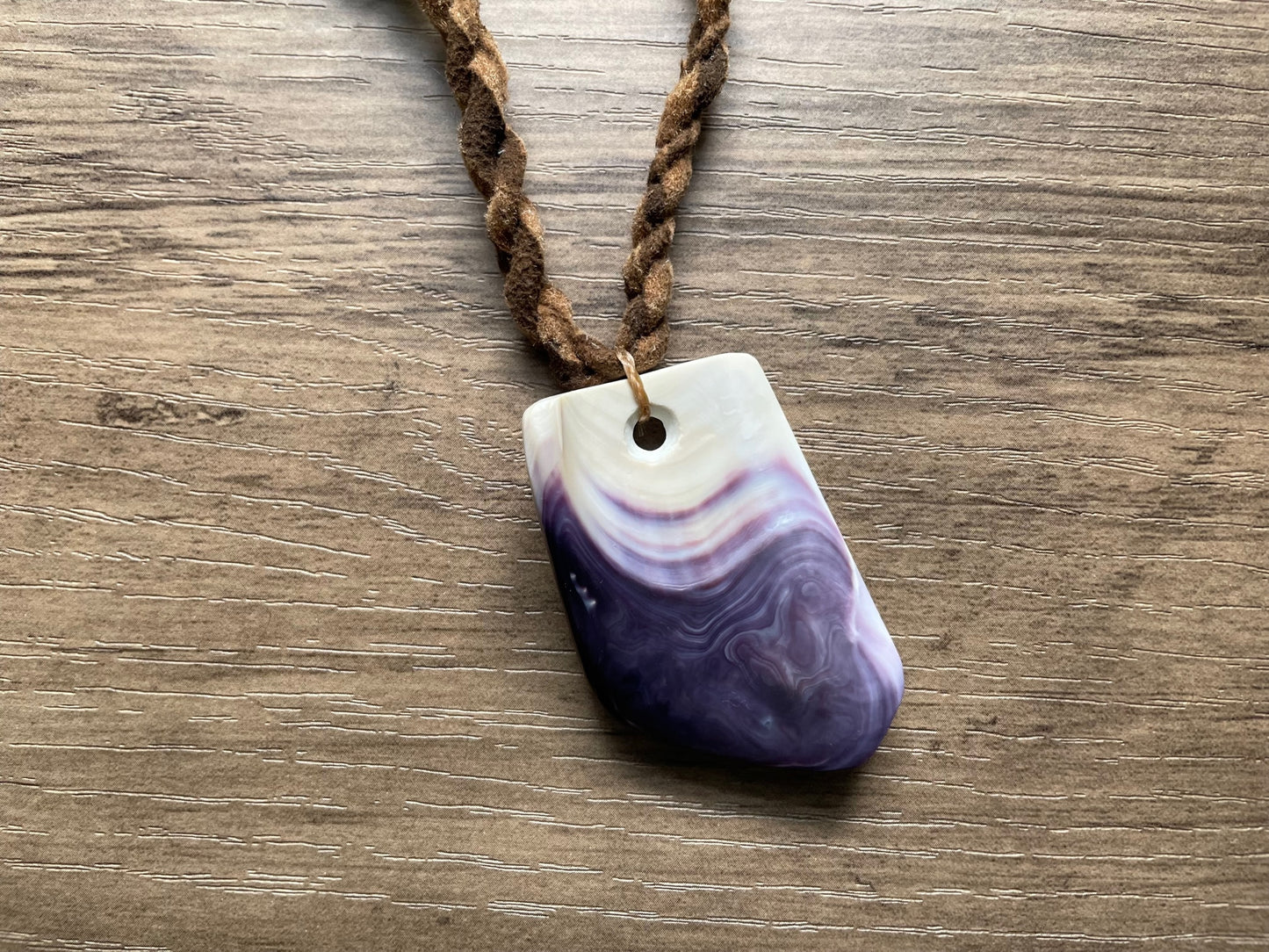 Abstract Whale Dorsal Fin in Dive Wampum Necklace