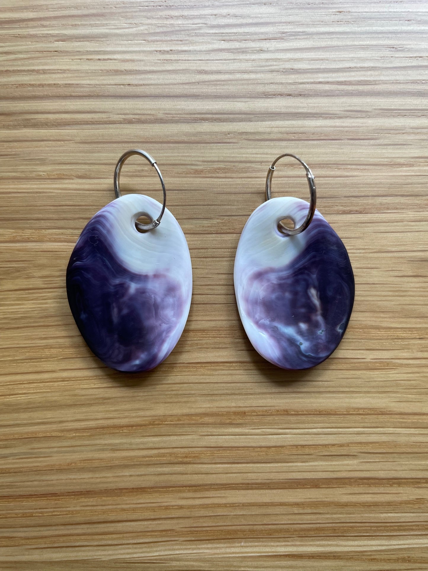 Pathways in Purple Oval Wampum Earrings
