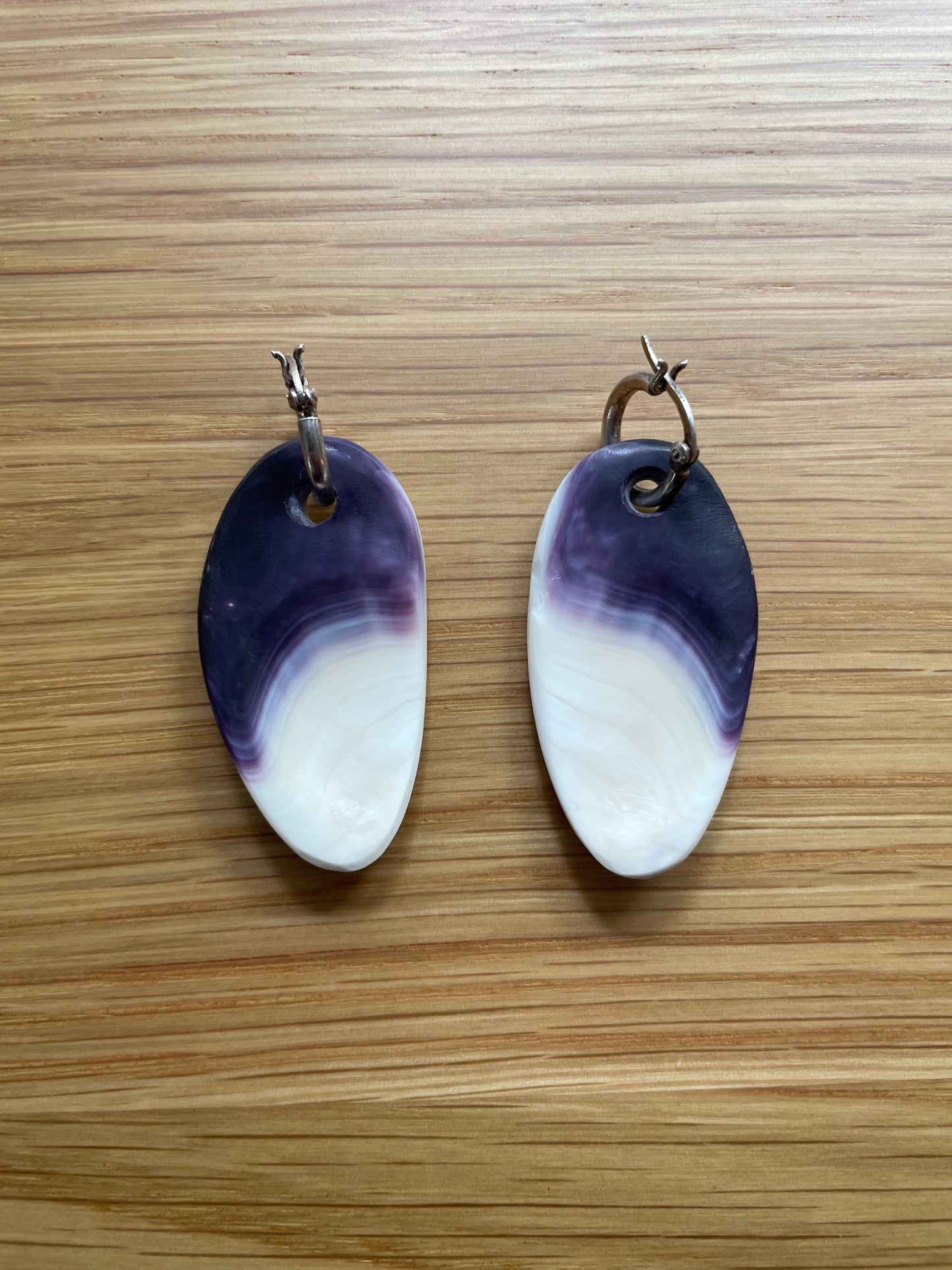 Walking Purple Wampum Earrings