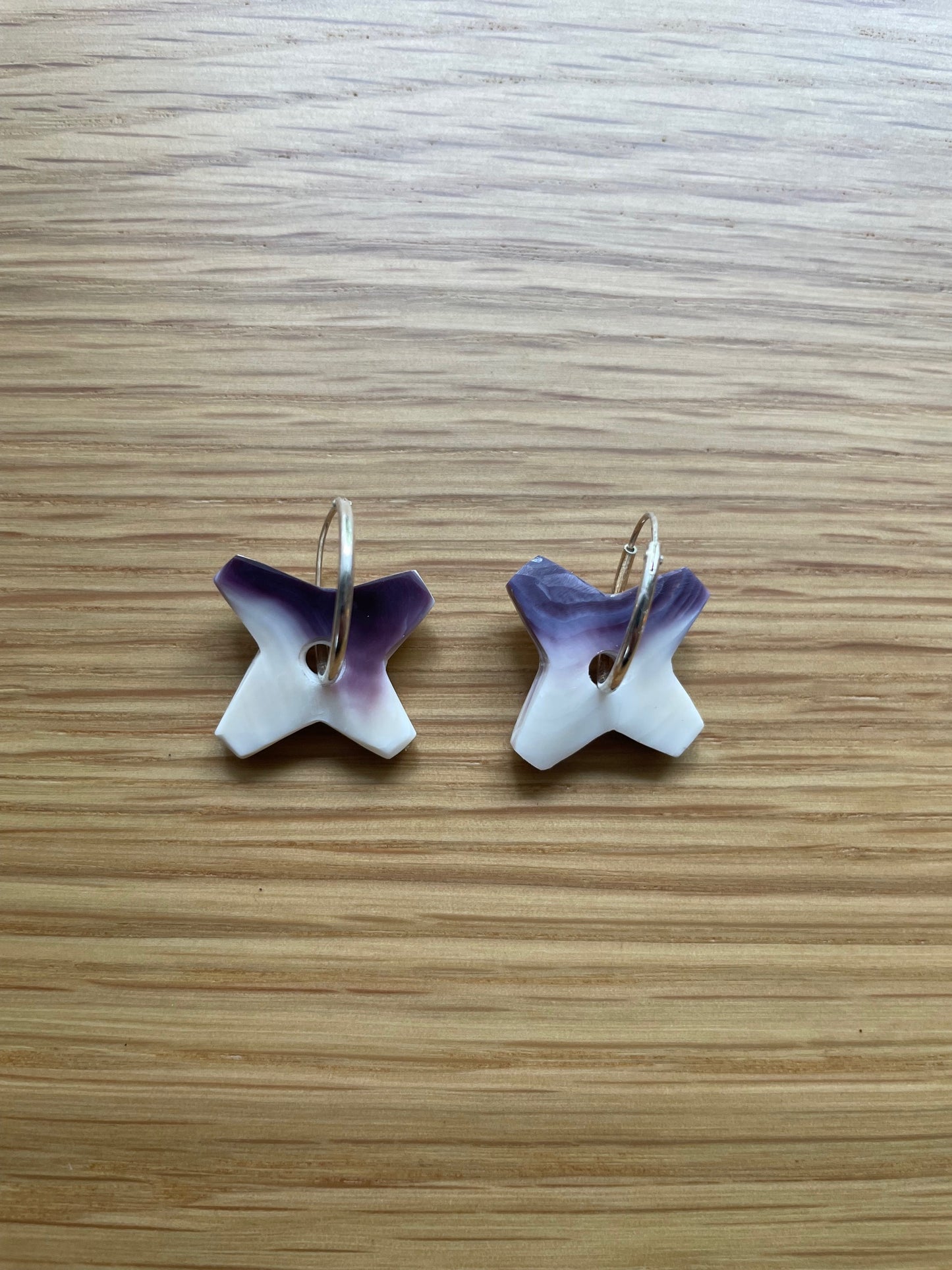 Large Star Purple Wampum Earrings