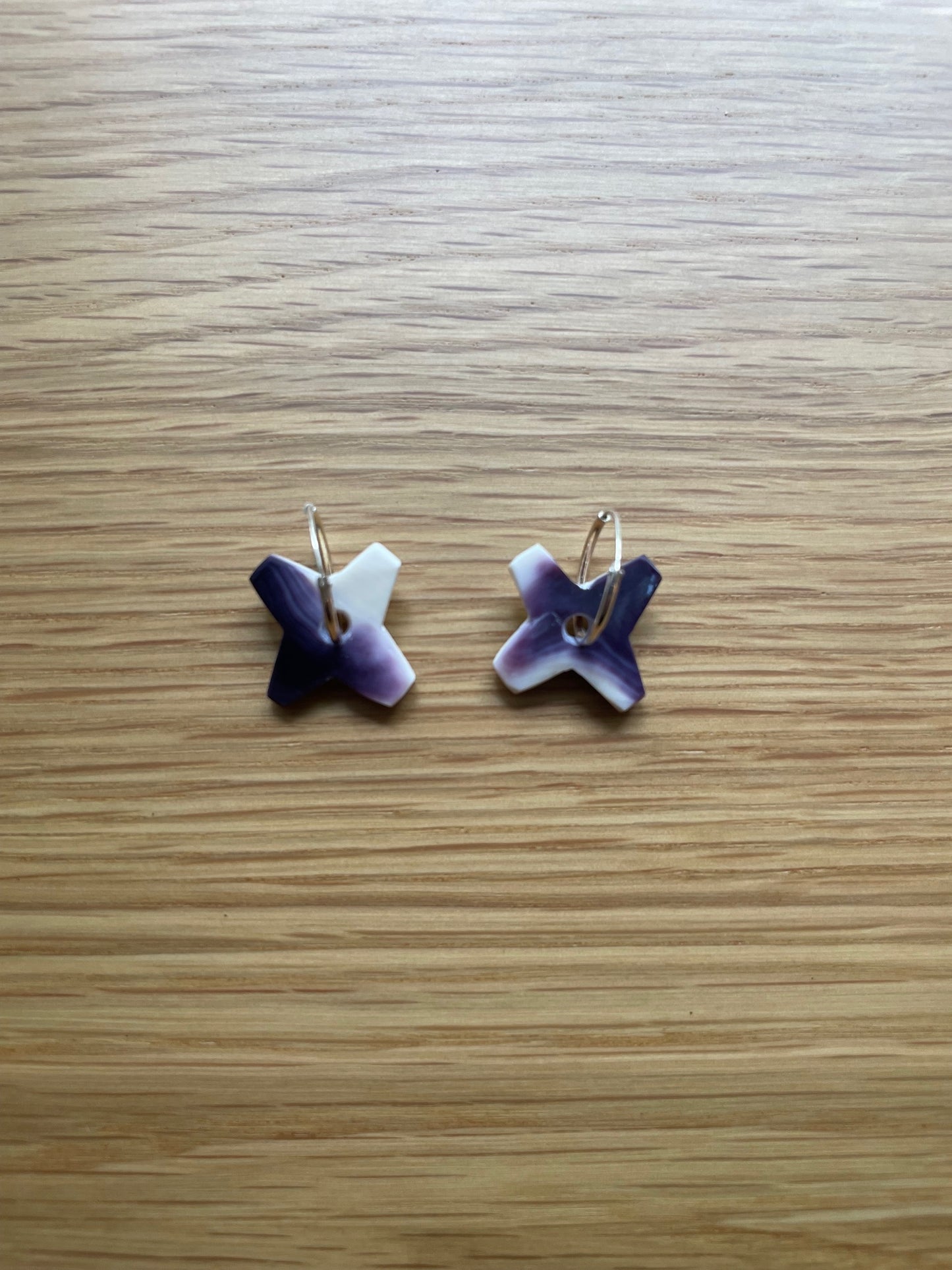 Small Star Purple Wampum Earrings
