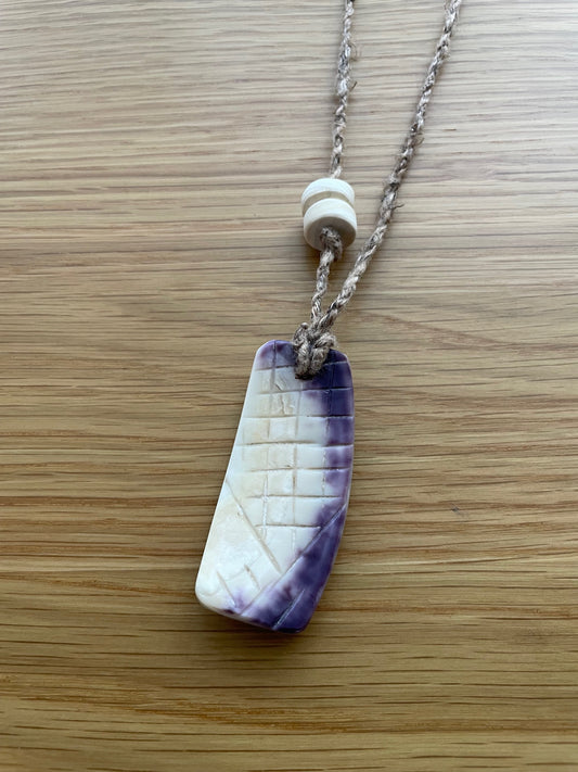 Weatchumin/Corn Wampum Necklace on Milkweed Cordage