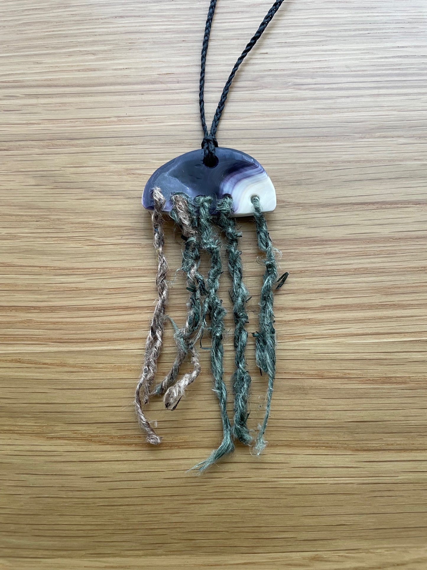 Atlantic Jellyfish Wampum and Milkweed Necklace