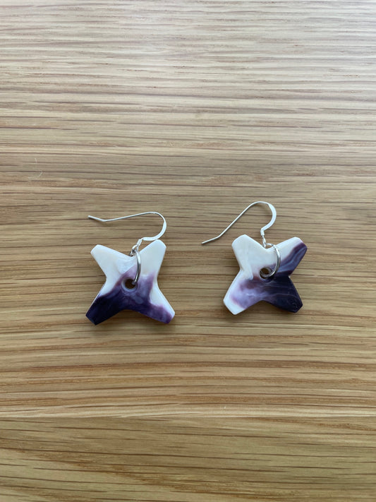 Large Evening Star I Wampum Earrings