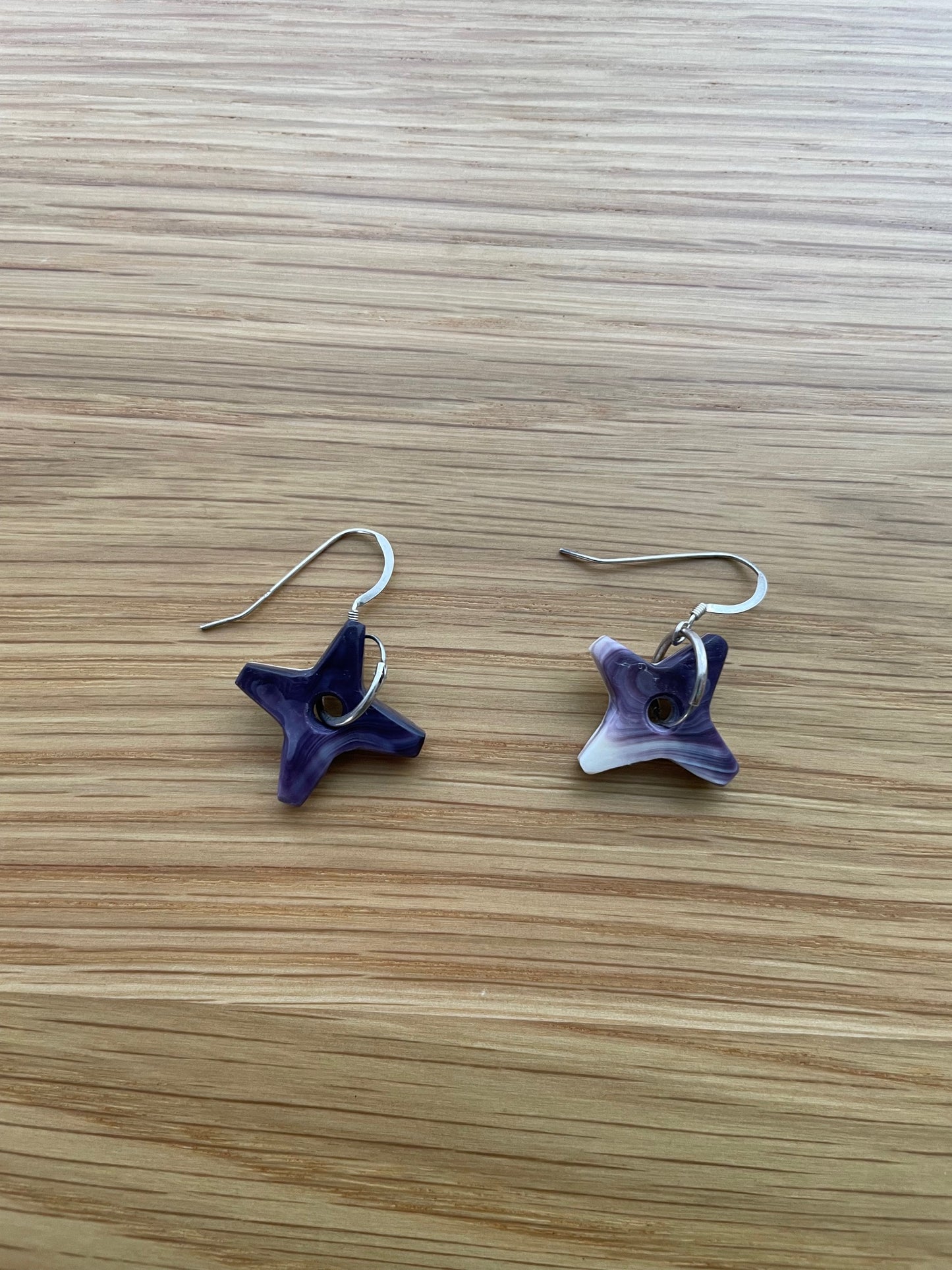 Small Star Purple Wampum Earrings