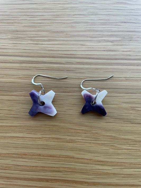 Small Star Purple Wampum Earrings