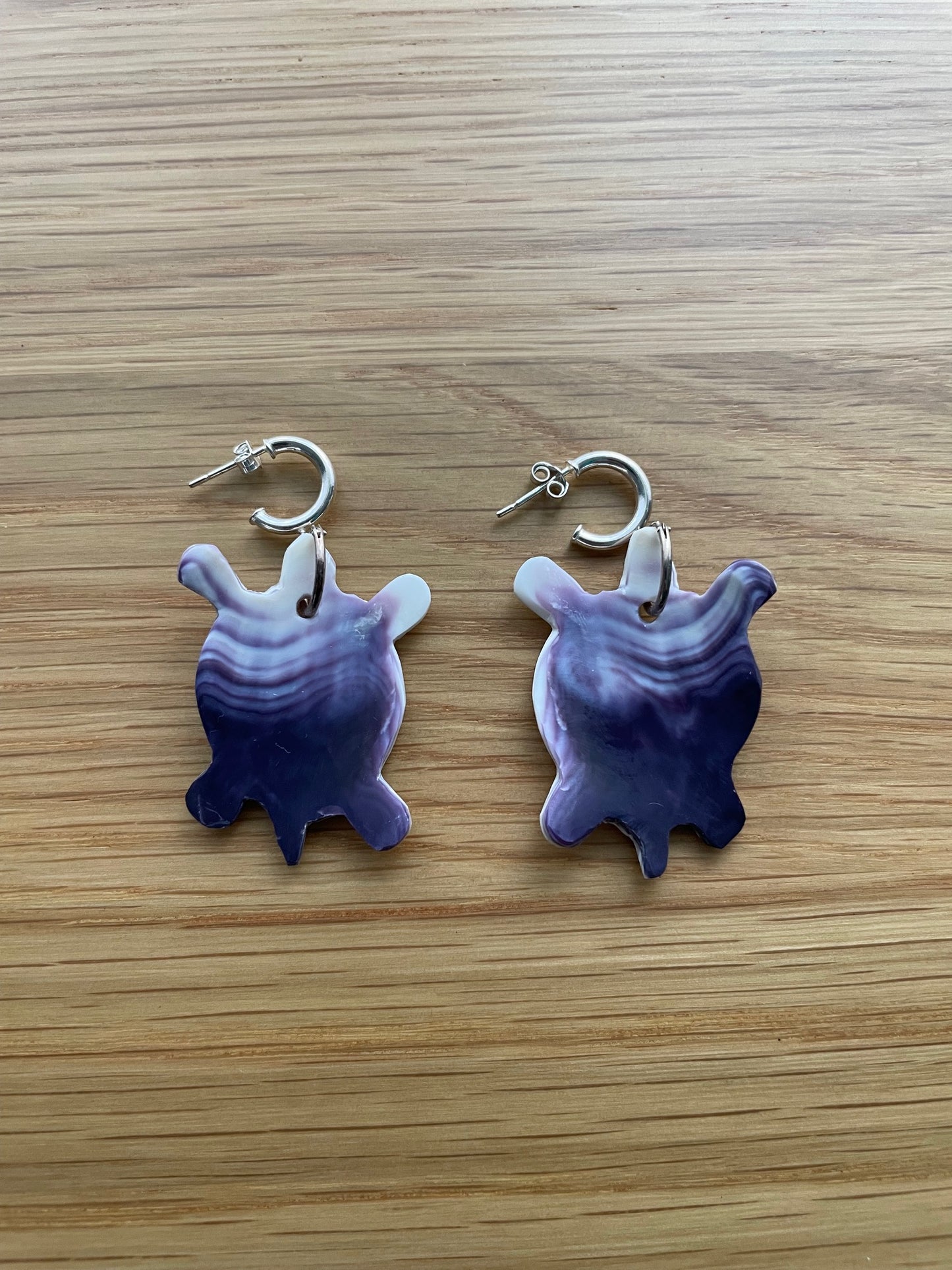 Purple Wampum Turtle Earrings