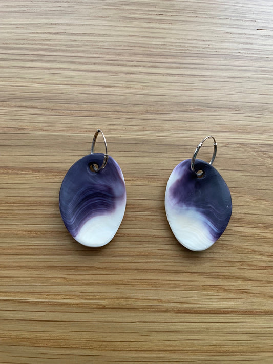 Purple Wampum Oval Earrings