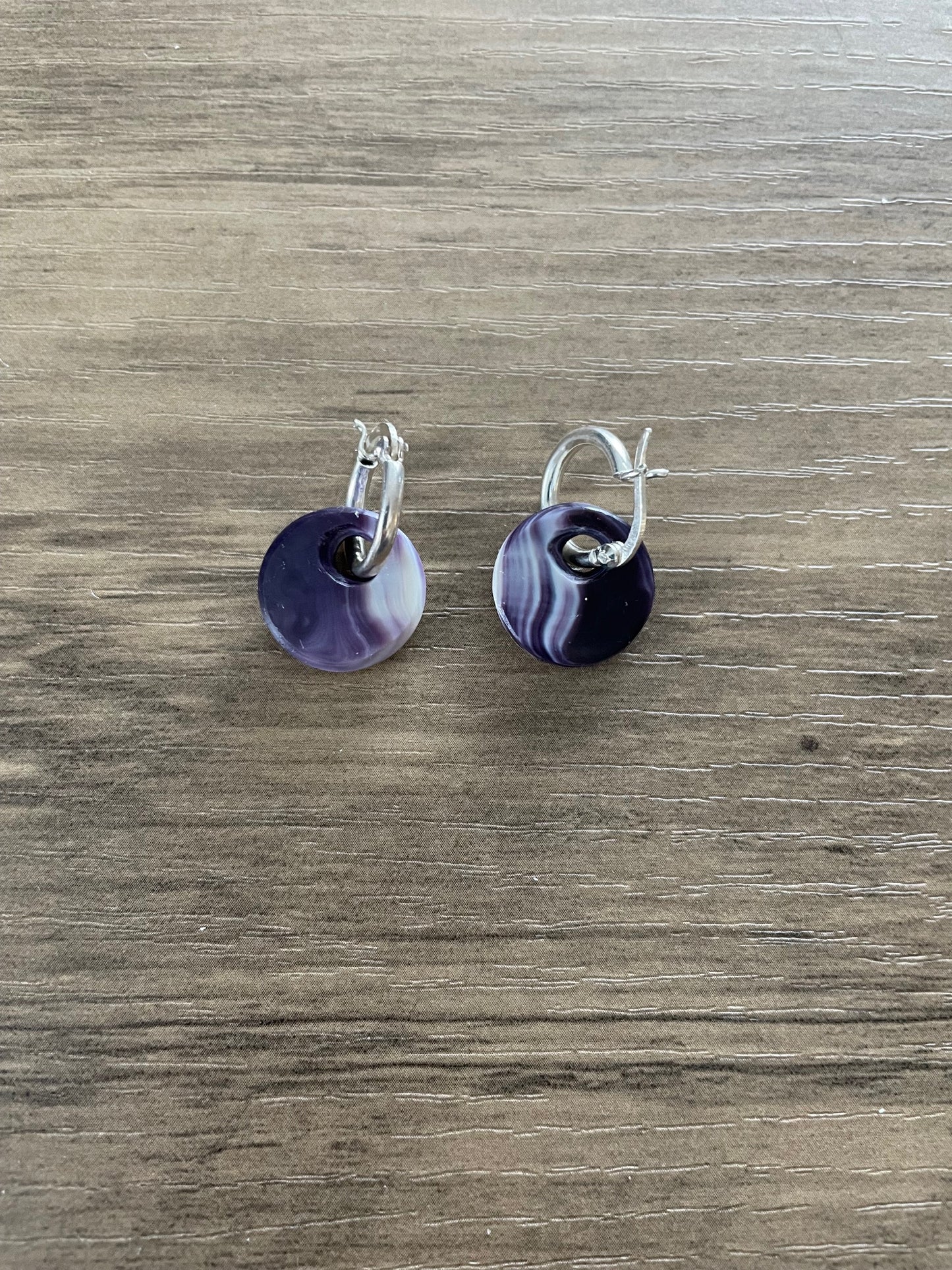 Tiny Purple Wampum Disc Earrings IV