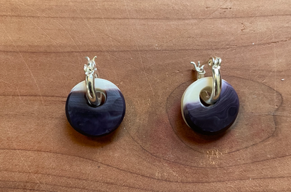 Tiny Purple Wampum Disc Earrings