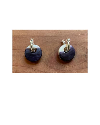 Tiny Purple Wampum Disc Earrings